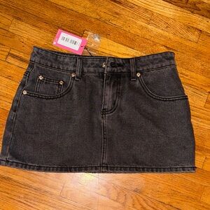 Black Denim Mini Skirt